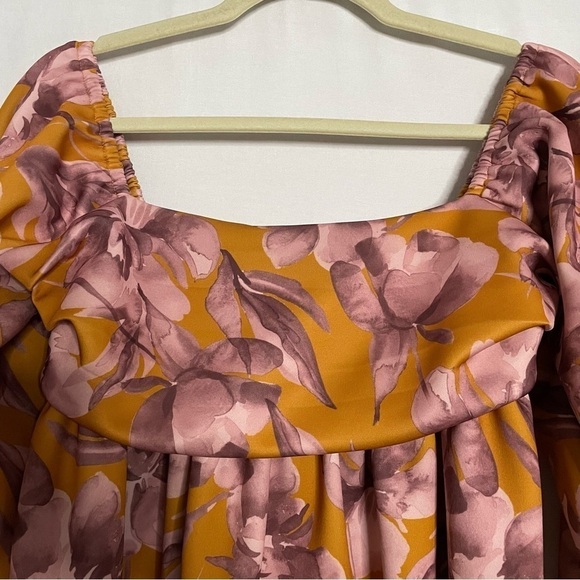 ASOS Design Watercolor Floral Print Square Neck Smock Mini Dress - Picture 6 of 14